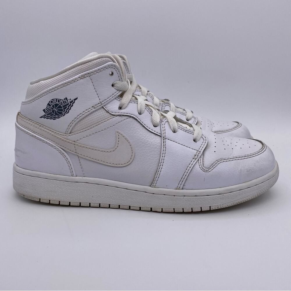 Nike Air Jordan 1 Retro Mid GS 'White Cool Grey' Shoes Sneakers   -   Size:  7Y